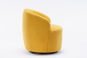 English Elm Teddy Fabric Barrel Swivel Chair Plush Foam Seat with Metal Ring Base for Living Room W52742326