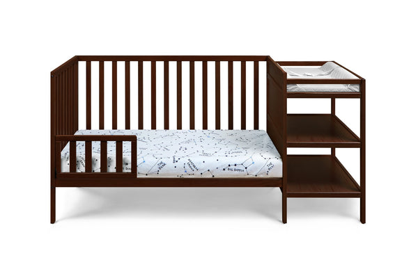 English Elm Palmer Convertible Crib Changer Combo Solid Wood Nursery Furniture in White Espresso B02263652