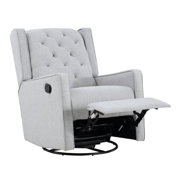English Elm Milah Wingback Glider Recliner Tufted Tweed Upholstery Swivel Nursery Chair B02263782