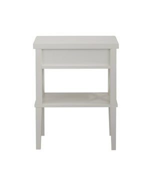 English Elm Madison White Nightstand with Brushed Nickel Pulls, Solid Wood & MDF, Drawer Glide, Open Shelf (21"H) B05063811