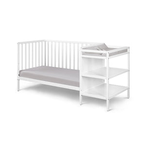 English Elm Palmer Convertible Crib Changer Combo Solid Wood Nursery Furniture in White B02263651