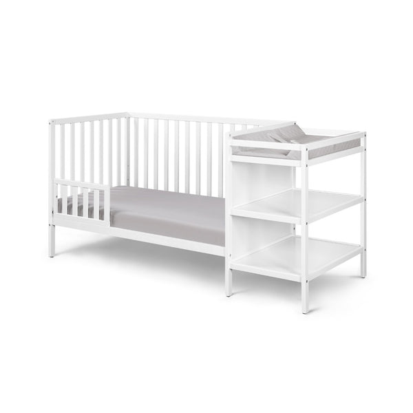 English Elm Palmer Convertible Crib Changer Combo Solid Wood Nursery Furniture in White B02263651