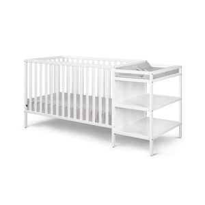 English Elm Palmer Convertible Crib Changer Combo Solid Wood Nursery Furniture in White B02263651