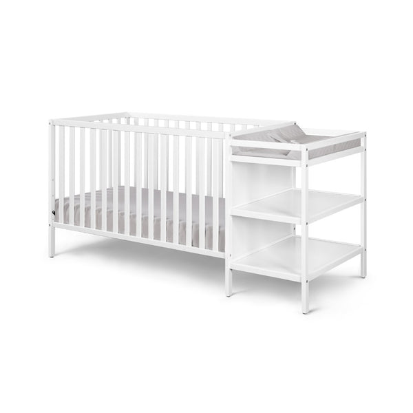 English Elm Palmer Convertible Crib Changer Combo Solid Wood Nursery Furniture in White B02263651
