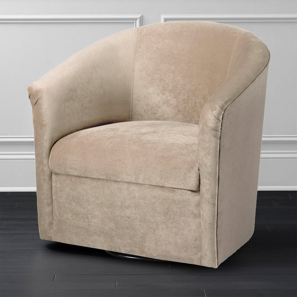 English Elm Eden Sand Microfiber Swivel Chair – Luxurious Velvet-Feel, Durable 360° Base, No Assembly, USA-made B05063785