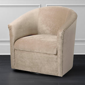 English Elm Eden Sand Microfiber Swivel Chair – Luxurious Velvet-Feel, Durable 360° Base, No Assembly, USA-made B05063785