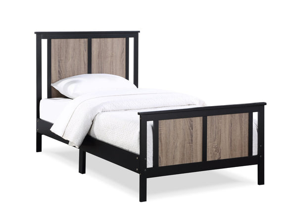 English Elm Connelly Split Panel Twin Bed Reversible Veneer Heritage Frame for Kids Bedroom Black B02263748