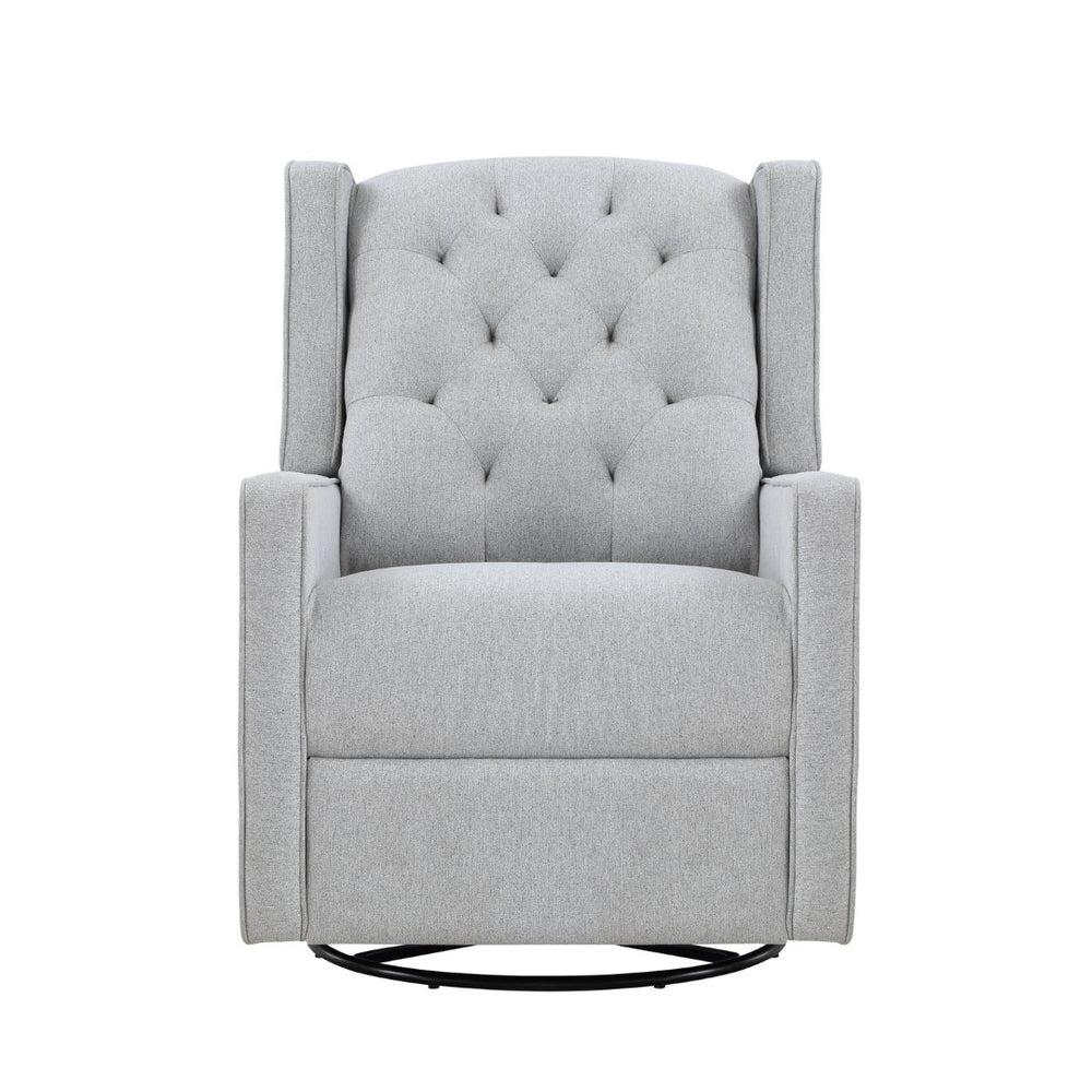 English Elm Milah Wingback Glider Recliner Tufted Tweed Upholstery Swivel Nursery Chair B02263782