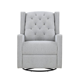 English Elm Milah Wingback Glider Recliner Tufted Tweed Upholstery Swivel Nursery Chair B02263782