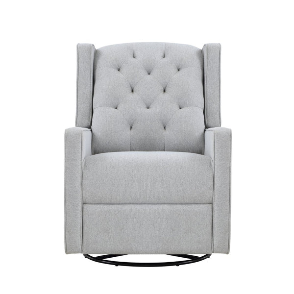 English Elm Milah Wingback Glider Recliner Tufted Tweed Upholstery Swivel Nursery Chair B02263782