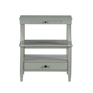 English Elm Newland Midnight Storage Nightstand with Drawer, Pull-Out Tray & Ample Shelves in Elegant Blue Finish Antique Gray B05063818
