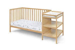English Elm Palmer Convertible Crib Changer Combo Solid Wood Nursery Furniture with Storage Shelves B02263649