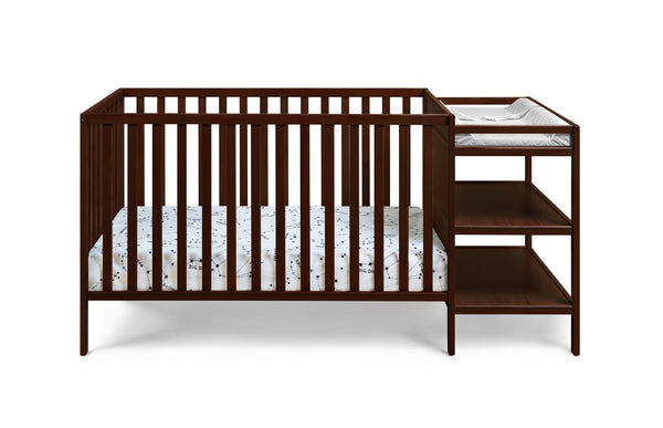English Elm Palmer Convertible Crib Changer Combo Solid Wood Nursery Furniture in White Espresso B02263652