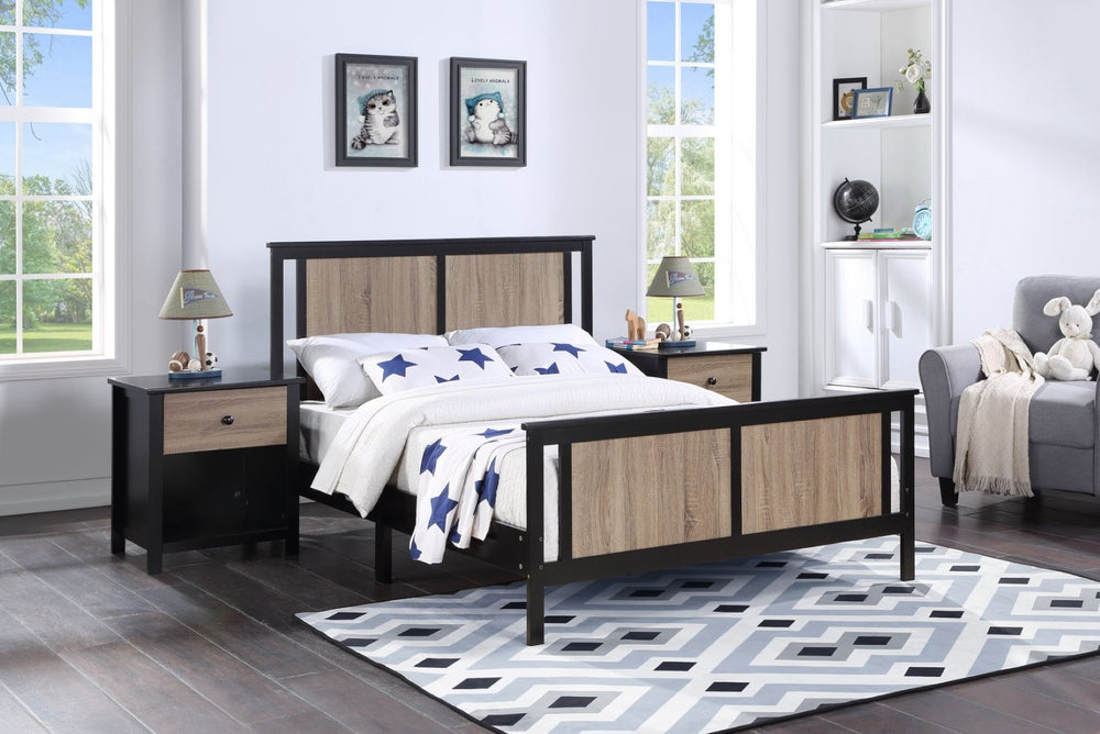 English Elm Connelly Full Bed Reversible Panel Headboard Two-tone Veneer Traditional Bedroom Frame Black B02263746