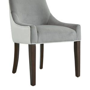 English Elm Jackson Plush Two-Tone Upholstered Dining Chair in Smoke with Walnut Legs, Foam Seat, Floor Glides Included B05063792