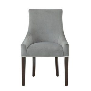 English Elm Jackson Plush Two-Tone Upholstered Dining Chair in Smoke with Walnut Legs, Foam Seat, Floor Glides Included B05063792