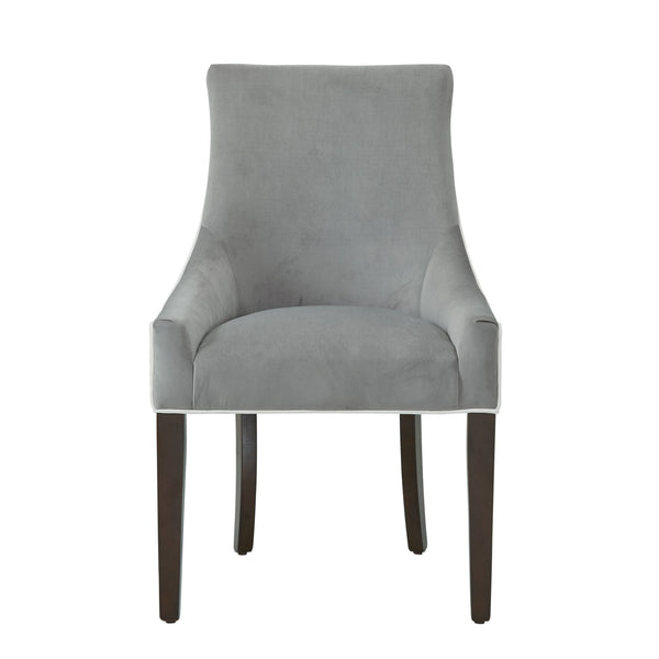 English Elm Jackson Plush Two-Tone Upholstered Dining Chair in Smoke with Walnut Legs, Foam Seat, Floor Glides Included B05063792