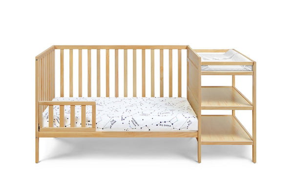 English Elm Palmer Convertible Crib Changer Combo Solid Wood Nursery Furniture with Storage Shelves B02263649