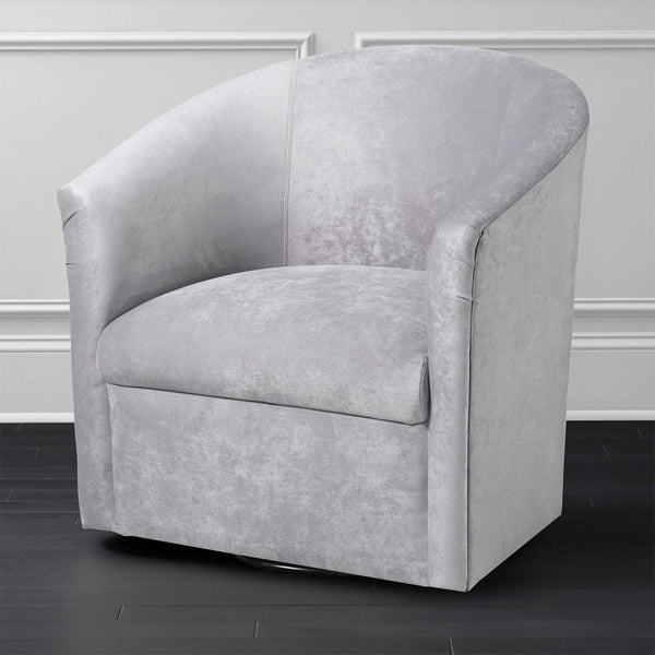 English Elm Eden Silver Microfiber Swivel Chair — Luxurious Velvet Feel, 360° Swivel, Durable 50K Double Rub Quality (Made in USA) B05063787