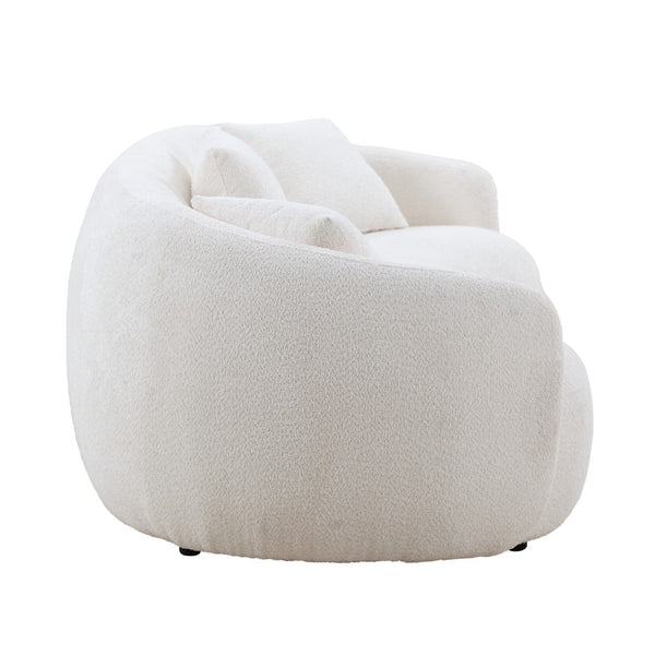 English Elm Mid Century Curved Boucle Sofa Four Seat Sculptural Couch for Modern Living Rooms W87657698