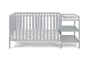 English Elm Palmer Convertible Crib Changer Combo Solid Wood Nursery Furniture in White Gray B02263650