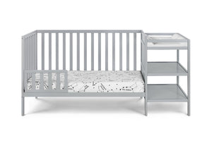 English Elm Palmer Convertible Crib Changer Combo Solid Wood Nursery Furniture in White Gray B02263650