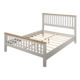 Country Solid Platform Bed with Oak Top, Queen, Grey