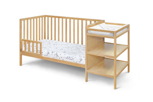English Elm Palmer Convertible Crib Changer Combo Solid Wood Nursery Furniture with Storage Shelves B02263649