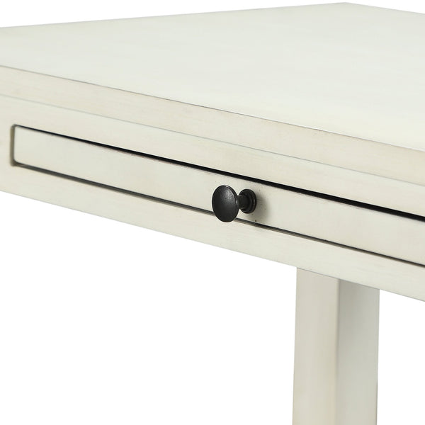 English Elm Newland Antique White Storage Nightstand with Drawer, Pull-Out Tray, Black Hardware & Fluted Legs B05063817