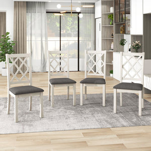 English Elm TOPMAX Mid-Century 5-Piece Round Dining Set for 4 with Upholstered Cross-Back Chairs, Durable Design Brown N717S000226E