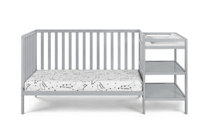 English Elm Palmer Convertible Crib Changer Combo Solid Wood Nursery Furniture in White Gray B02263650