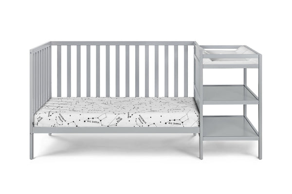 English Elm Palmer Convertible Crib Changer Combo Solid Wood Nursery Furniture in White Gray B02263650