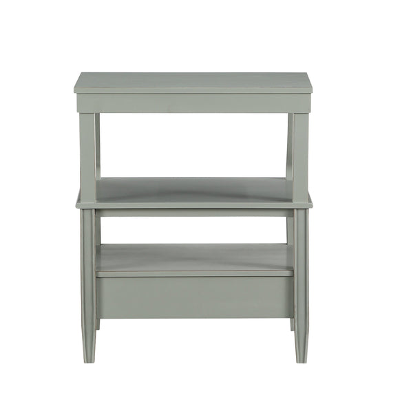 English Elm Newland Midnight Storage Nightstand with Drawer, Pull-Out Tray & Ample Shelves in Elegant Blue Finish Antique Gray B05063818