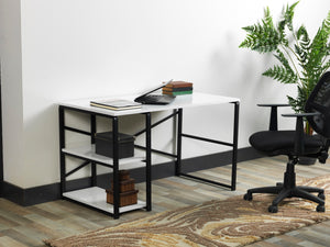 English Elm Furnish Modern 47" Writing Desk With Sage Black Metal Frame & Wooden Top - Perfect For Small Spaces! B02964512