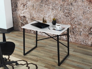English Elm Furnish Compact Black Metal Frame Writing Desk With Wooden Top For Small Spaces - Ideal For Teens B02964515