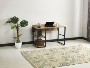 English Elm Furnish Modern-Industrial 58" Writing Desk With Black Metal Frame & Oak Top – Perfect For Home Office B02964520