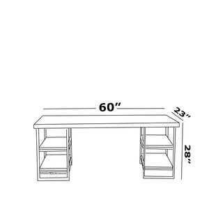 English Elm Furnish Buket Metal Frame 60" Extra Wide Wood Top Desk With 4 Shelves For Home Office & Study Spaces B02964503