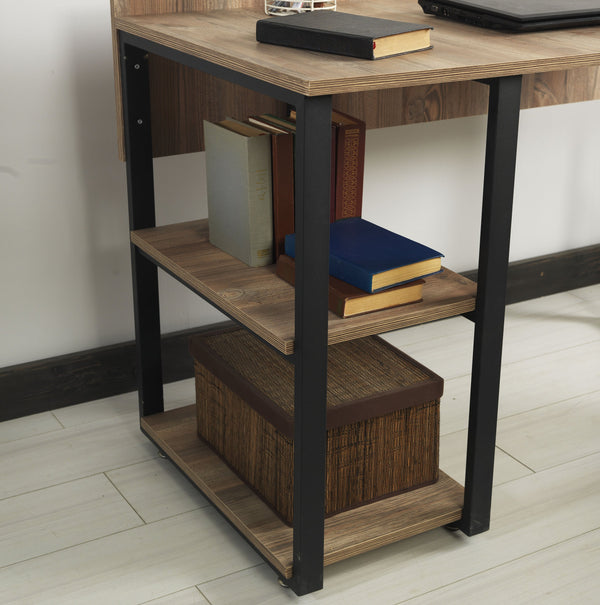 English Elm Furnish Modern-Industrial 58" Writing Desk With Black Metal Frame & Oak Top – Perfect For Home Office B02964520
