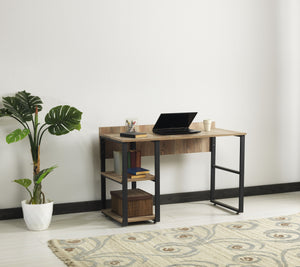 English Elm Furnish Modern-Industrial 58" Writing Desk With Black Metal Frame & Oak Top – Perfect For Home Office B02964520