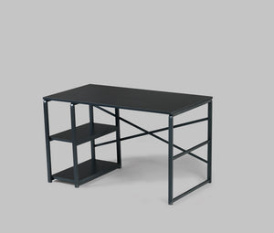 English Elm Furnish Home Store Sage Black Metal Frame 47" Desk With 2 Shelves For Compact Home Office Workspaces B02964509