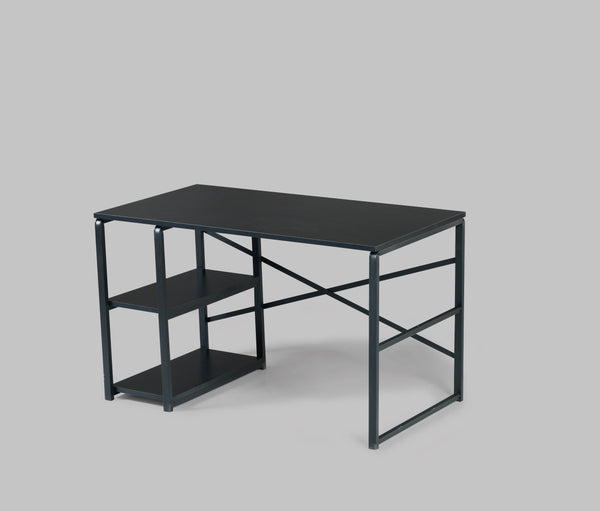 English Elm Furnish Home Store Sage Black Metal Frame 47" Desk With 2 Shelves For Compact Home Office Workspaces B02964509