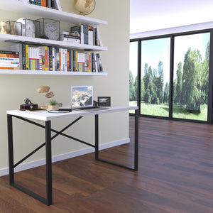 English Elm Furnish Compact Black Metal Frame Writing Desk With Wooden Top For Small Spaces - Ideal For Teens B02964515