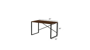 English Elm Furnish Modern Lator Black Metal Frame 35" Walnut Writing Desk For Teens & Small Home Offices B02964514