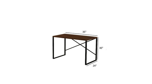 English Elm Furnish Modern Lator Black Metal Frame 35" Walnut Writing Desk For Teens & Small Home Offices B02964514