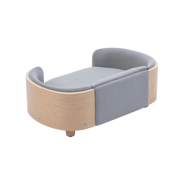 English Elm Scandinavian Elevated Dog Bed Sofa with Velvet Cushion, Solid Wood Legs, Removable Washable Cover W79460547