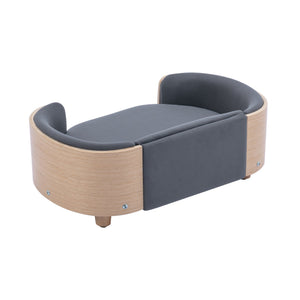 English Elm Scandinavian Pet Sofa Elevated Dog Bed with Velvet Cushion, Stain-Resistant Fabric & Solid Wood Legs W79460558
