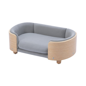English Elm Scandinavian Elevated Dog Bed Sofa with Velvet Cushion, Solid Wood Legs, Removable Washable Cover W79460547