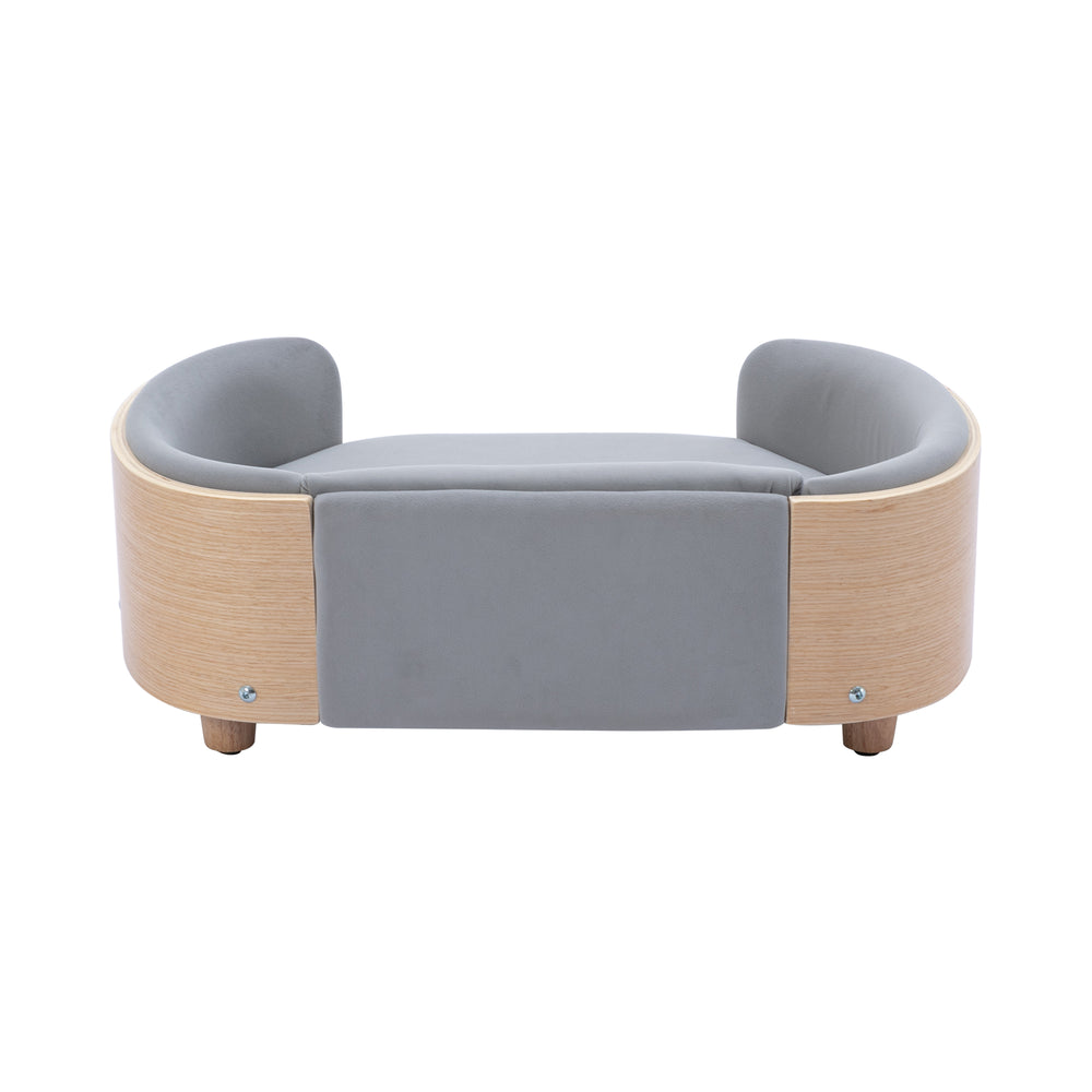 English Elm Scandinavian Elevated Dog Bed Sofa with Velvet Cushion, Solid Wood Legs, Removable Washable Cover W79460547