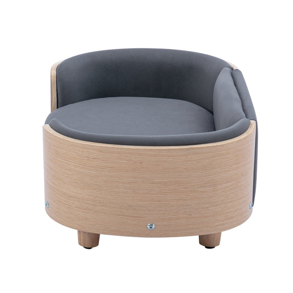 English Elm Scandinavian Pet Sofa Elevated Dog Bed with Velvet Cushion, Stain-Resistant Fabric & Solid Wood Legs W79460558