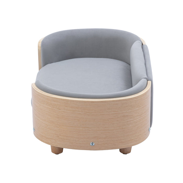 English Elm Scandinavian Elevated Dog Bed Sofa with Velvet Cushion, Solid Wood Legs, Removable Washable Cover W79460547